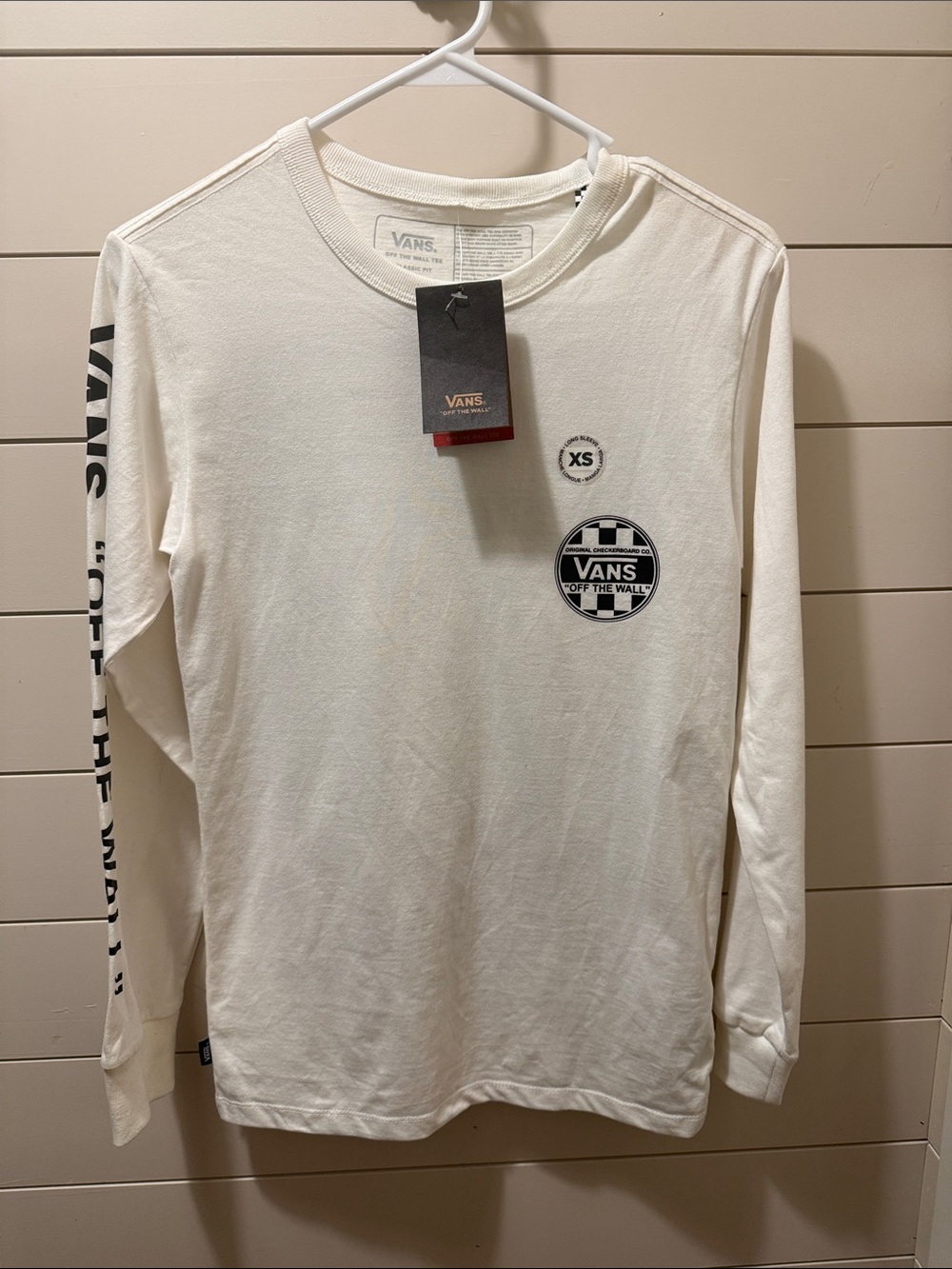 Vans White Long Sleeve Logo Tee with Black Graphics